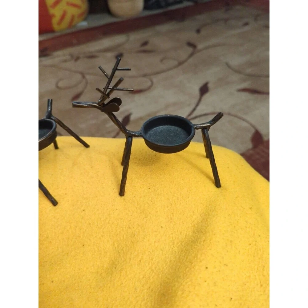 Metal Reindeer candle holders tea light set of 6 Black & Copper Color - Picture 6 of 6